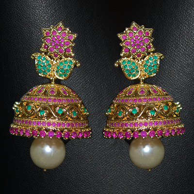 "1grm Fancy Gold coated Ear tops (Jhumkas)- MGR-1115-001 - Click here to View more details about this Product